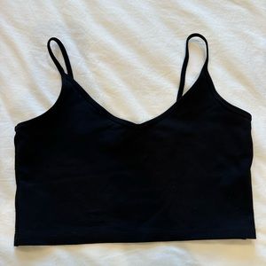 Aritzia V-Neck Crop Top - Black